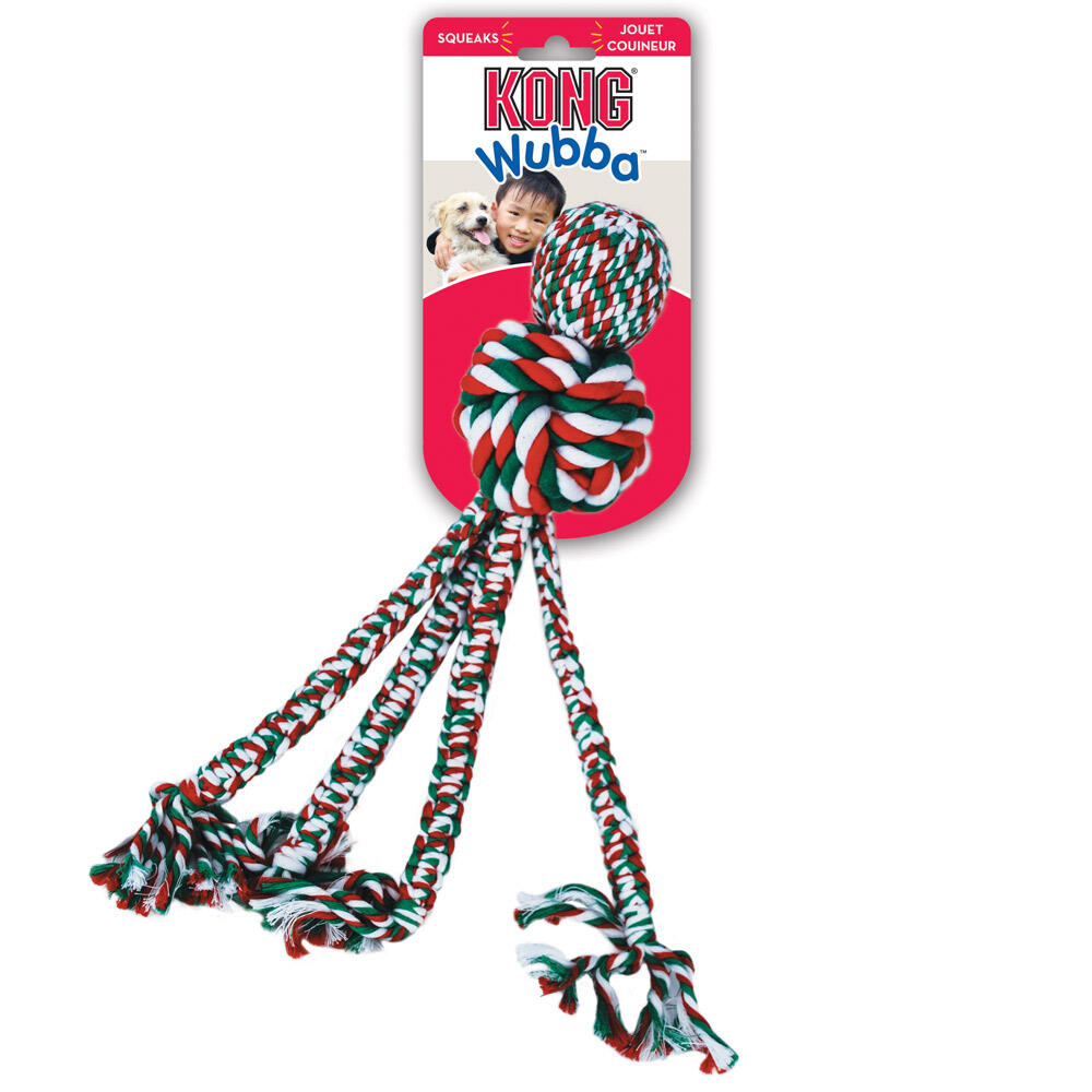 Kong Holiday Wubba Weaver w/rope, str. Small thumbnail