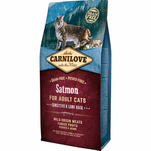 Carnilove for adult cats - Salmon - sensitive og long hair, 6 kg - GRATIS FRAGT OG OVERRASKELSE thumbnail
