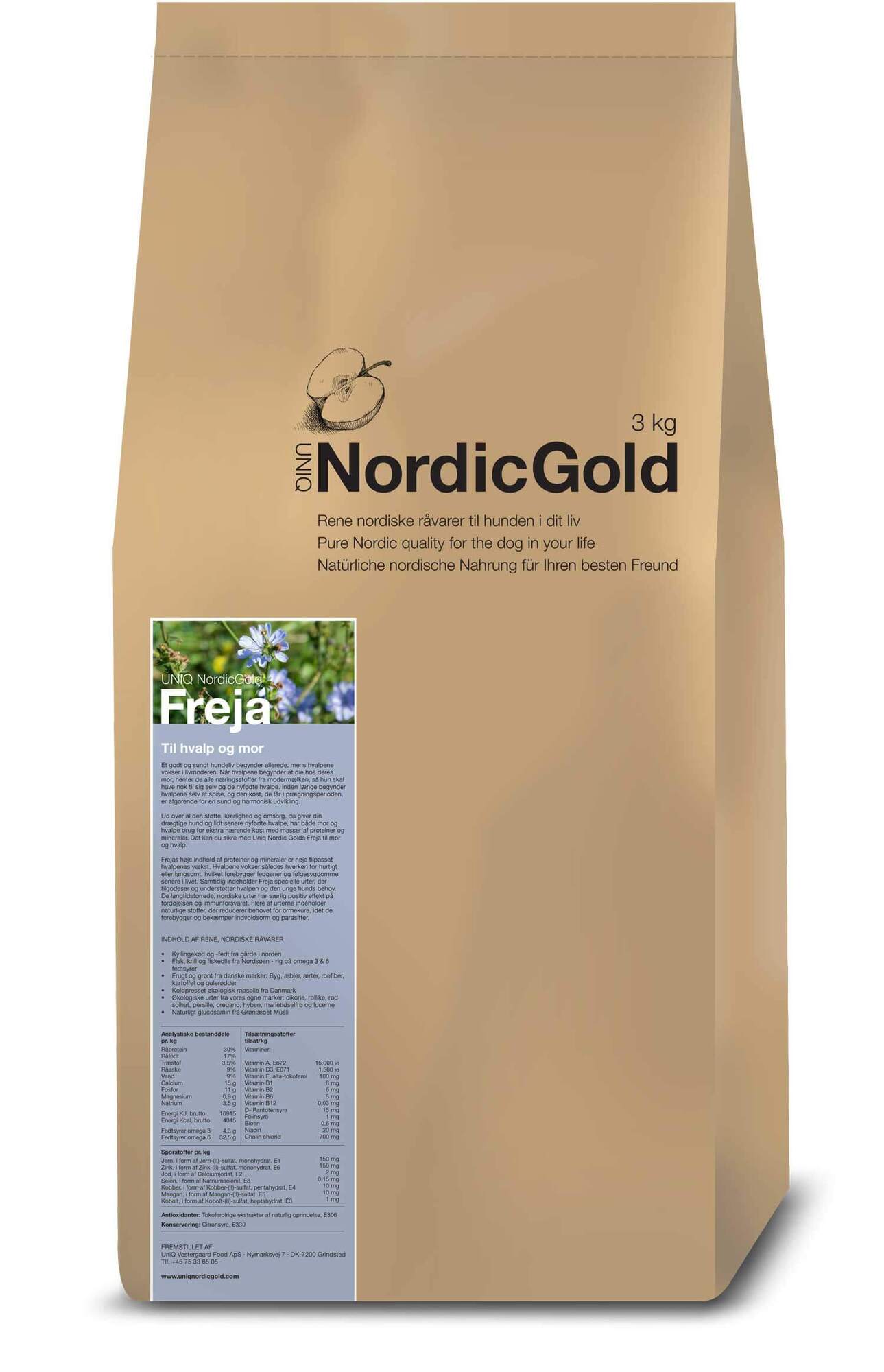 Nordic Gold Freja - til hvalpe - ikke tilsat korn 3 kg thumbnail