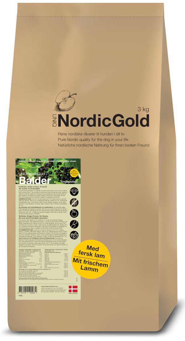 Nordic Gold Balder - fokus på pels - ikke tilsat korn 3 kg thumbnail