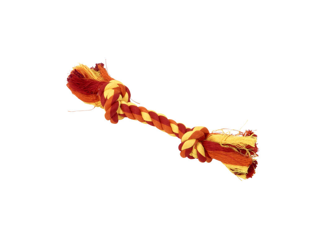 BUSTER Colour Dental Rope 2-Knot, fv. rød/orange/gul, str. XS, 15 cm thumbnail